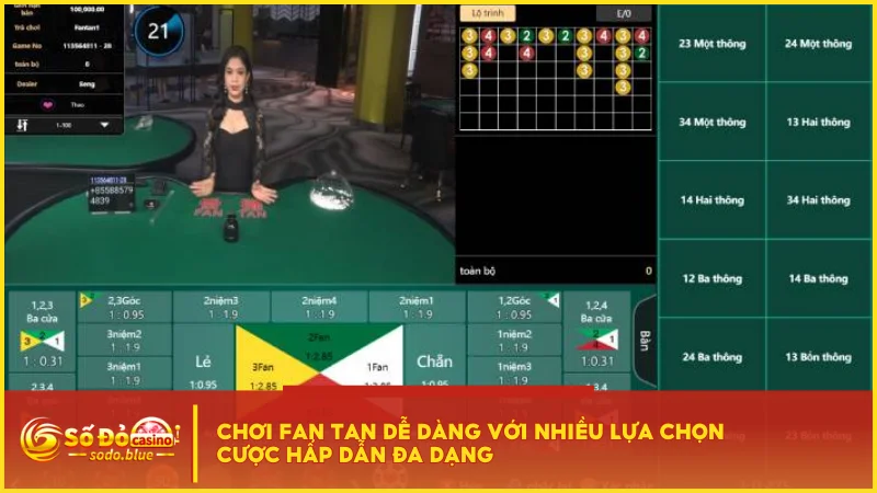 Chơi Fan Tan dễ dàng với nhiều lựa chọn cược hấp dẫn đa dạng