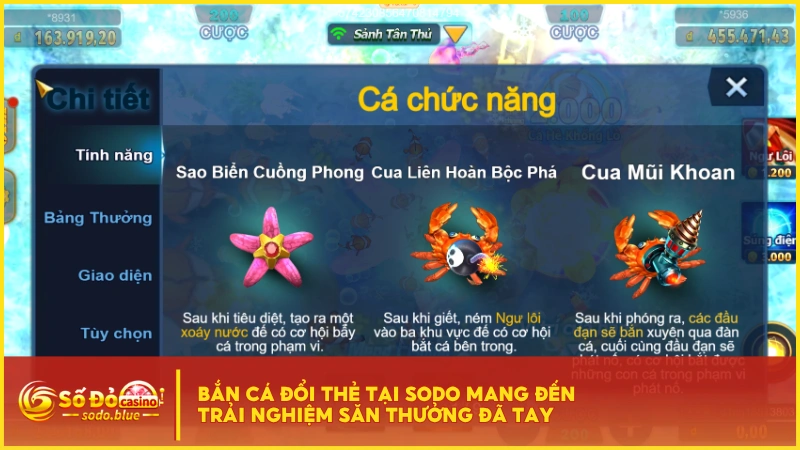 Bắn cá đổi thẻ tại SODO mang đến trải nghiệm săn thưởng đã tay