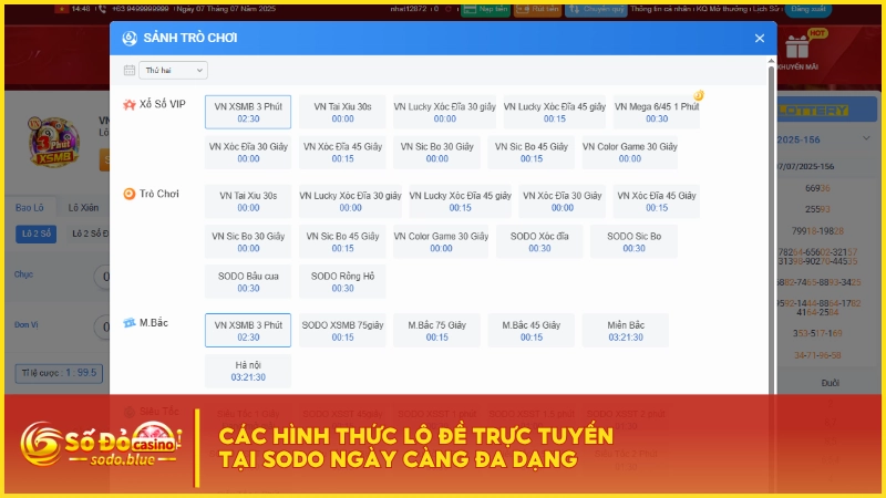 Các hình thức lô đề trực tuyến tại SODO ngày càng đa dạng
