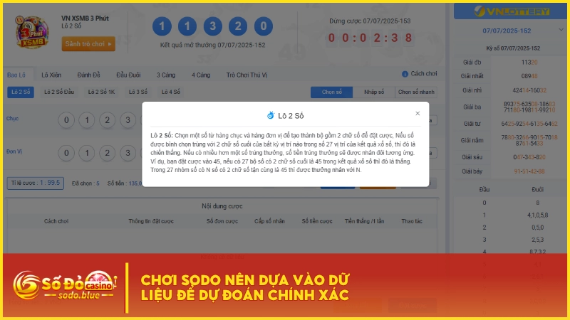 Chơi SODO nên dựa vào dữ liệu để dự đoán chính xác