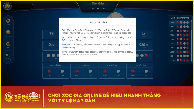 Chơi xóc đĩa online dễ hiểu nhanh thắng với tỷ lệ hấp dẫn