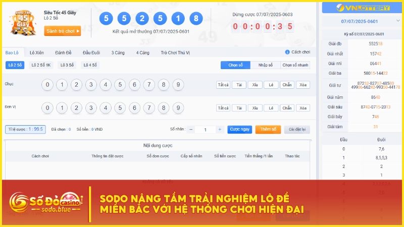 SODO nâng tầm trải nghiệm lô đề miền Bắc với hệ thống chơi hiện đại